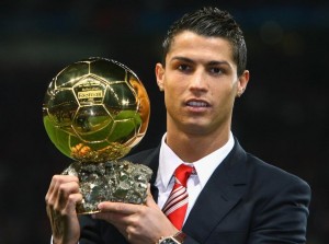 Cristian Ronaldo accepting Ballon D'or Award